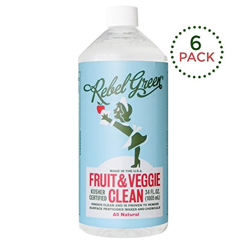 Rebel Green Fruit and Veggie Cleaner, Natural Fruit & Vegetable Produce Wash - 34 Ounce Refill, Pack of 6