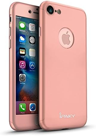 iPhone 7 Case, Ipaky [Thin Fit] Exact-Fit [Rose Gold] Premium Matte Finish Dual Layer Hard Case with Tempered Glass Screen Protector for iPhone 7 [Rose Gold]