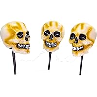 Haunted Hill Farm 3-Piece Talking Skull Lawn Stakes with Flashing Eyes and Spooky Sounds | Battery Operated | Outdoor Halloween Decoration for Lawn, Garden | Festive Holiday Decor | HHSKEL-1STL Haunted Hill Farm 3-Piece Talking Skull Lawn Stakes with Flashing Eyes and Spooky Sounds | Battery Operated | Outdoor Halloween Decoration for Lawn, Garden | Festive Holiday Decor | HHSKEL-1STL