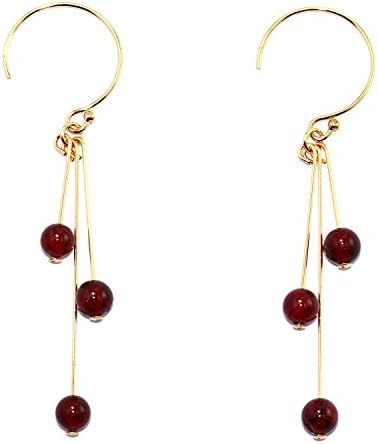 STELLA HANDMADE JEWELRY 14-kt Gold-Filled Brass Stick Earrings with Garnet Beads