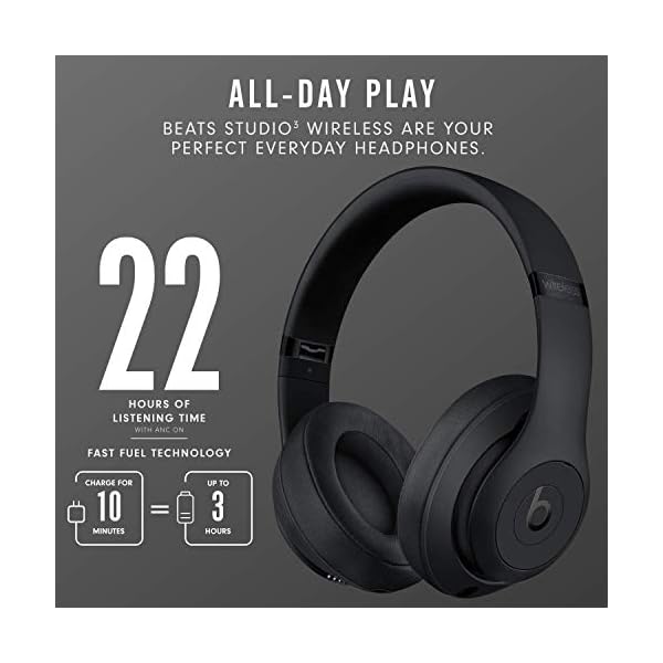 Beats-Studio3-Wireless-Noise-Cancelling-Over-Ear-Headphones-Apple-W1-Headphone-Chip-Class-1-Bluetooth-Active-Noise-Cancelling-22-Hours-Of-Listening-Time-Matte-Black Beats Studio3 Wireless Noise Cancelling Over-Ear Headphones - Apple W1 Headphone Chip, Class 1 Bluetooth, Active Noise…
