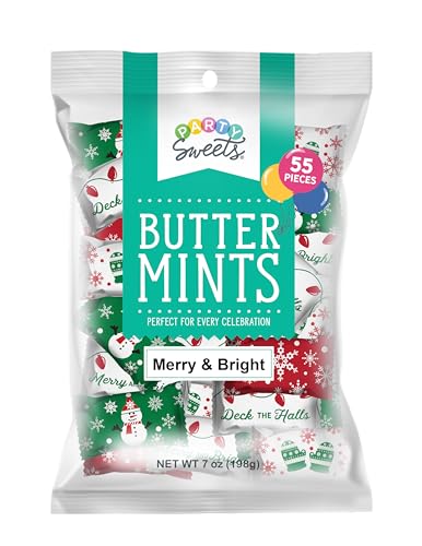PARTY SWEETS HOLIDAY THEMED BUTTERMINTS – 7 OZ. BAGS (MERRY & BRIGHT, 7 OZ. BAG