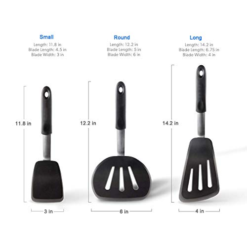Homearda Silicone Turner Spatula Set3 Piece 600ºF Heat Resistant Flexible Rubber Silicone