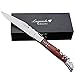 Laguiole By FlyingColors Folding Pocket Knife. Stainless Steel, Built in Corkscrew. (Wood)