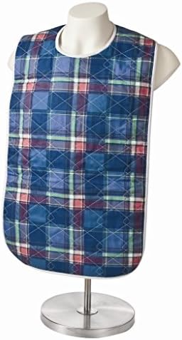 2 Pack, Adult Bib or Clothing Protector Reusable Washable 18x34 Blue Plaid