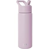 Simple Modern Kids Water Bottle with Straw Lid Vacuum Insulated Stainless Steel Metal Thermos Bottles | Reusable Leak Proof BPA-Free Flask for School | Summit Collection | 18oz, Lavender Mist
