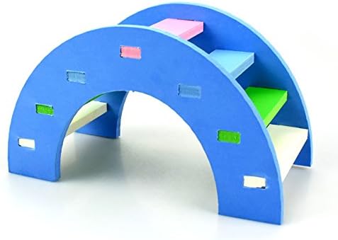 Hamster Toy Rainbow Bridge Seesaw - Small Pet Animals Wood Bridge Climb Playground Gift for Dwarf Syrian Hamsters Mice Rat (Blue)