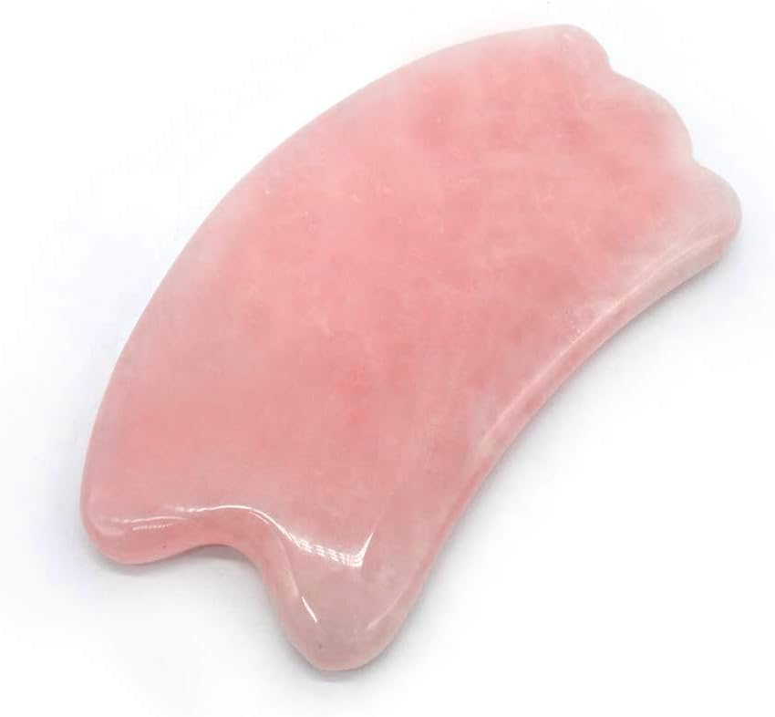 RODEREK Rose Quartz Guasha Scraping Massage Tool, Jade Gua Sha Massage Tool for Facial Skincare, SPA Acupuncture Tool for Anti-Aging&Wrinkles, Lifting Face and Iymphatic Drainage