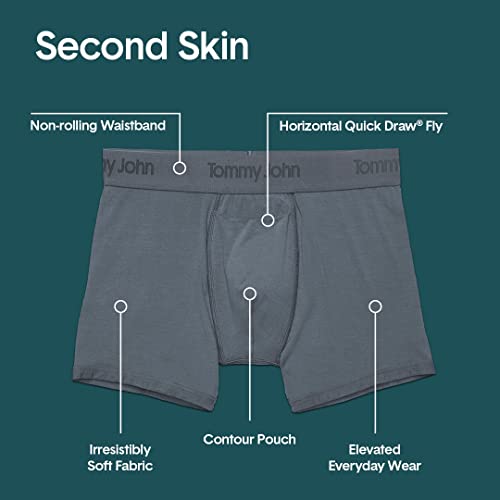 Tommy John Men’s Underwear Second Skin Boxer Brief with Contour Pouch and Longer 8" Inseam