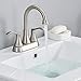 VALISY Two Handles Stainless Steel Satin Nickel Bathroom Sink Faucet, Bathroom Faucets with Pop-up Drain & Water Hoses Included