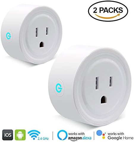 COOQI 2 Pack Wifi Smart Plug Mini Socket Outlet, Remote Control Your Appliances by Smart Phone Anywhere, Timing Function, Works with Alexa Echo/Google Home/IFTTT for Voice Control, No Hub Required