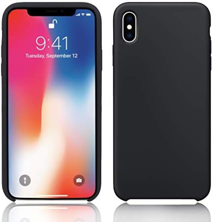 Lamzu iPhone X Case/iPhone Xs Case, Soft Smooth Shockproof Silicone Rubber Case with Soft Fiber Lining Compatible with iPhone X/XS, Black,x5