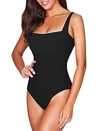 Bañador para dama con cuello cuadrado y corte alto