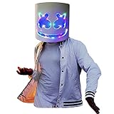 LED Light up DJ Mask Halloween Full Head Masks Music Festival Helmets Carnaval Props Costume Masks... (Chromatic Colour)