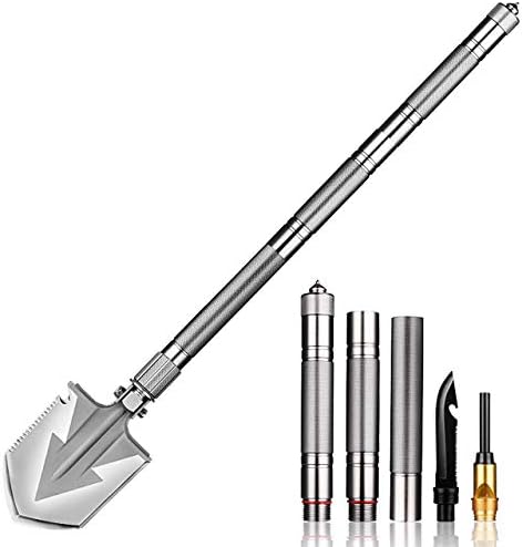PROXRACER Survival Shovel Functional Trenching Military Folding Shovel with Multitool for Camping Hiking Gardening