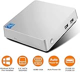 T11 Mini PC,Windows 10 Pro Intel Atom x5-Z8350 Fanless Desktop Computer,4GB DDR3/32GB eMMC, Support 2.5-Inch SATA III Internal SSD/HDD,4K HD,2.4/5G WiFi,1000M LAN,HDMI/VGA Output,Auto Power On