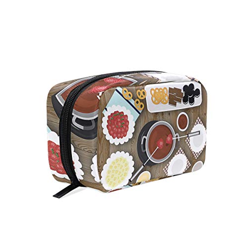 Fondue Design Makeup Bag Organizer Portable Cosmetic Pouch Handbag With Zipper For Women Purse