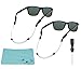 Chums Orbiter Adjustable Eyewear Retainer Wire Sunglass Strap | Thin Eyeglass and Sports Glasses Cable Holder Keeper Lanyard | 2pk Bundle + Cloth, Silver