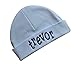 Funny Girl Designs 100% Cotton Embroidered Light Blue Baby Boy Hat Personalized Keepsake