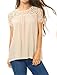 Allegra K Women's Loose Round Neck Semi Sheer Lace Panel Blouse