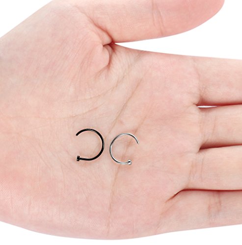 image for FIBO STEEL 20G 2PCS Stainless Steel Body Jewelry Piercing Nose Ring Ho