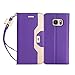 Galaxy S7 Edge Case, FYY Premium PU Leather Wallet Case with Cosmetic Mirror and Bow-knot Strap for Samsung Galaxy S7 Edge Purple & Gold