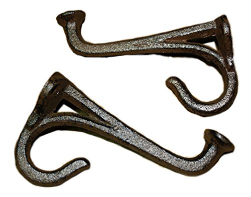 WD- Lot of 2 Pcs -Antique Style Rustic Cast Iron Tack Saddle Hook wall mount Hanger for Coat,Tower Hat Hooks, Key Rack home any room Hook Rust brown finish