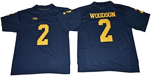 Mens Michigan Wolverines Charles Woodson Navy Blue College Football Jersey L