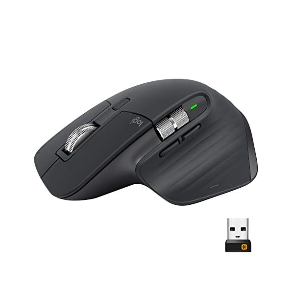 Logitech-MX-Master-3-Advanced-Wireless-Mouse-Bluetooth-or-24GHz-USB-Receiver-Ultrafast-Scrolling-4000-DPI-Any-Surface-Tracking-Ergonomic-7-Button-Rechargeable-PCMacLaptopiPadOS-Dark-Grey Logitech MX Master 3 Advanced Wireless Mouse