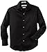 Calvin Klein Boys' Long Sleeve Sateen Dress Shirt, Button-Down Style with Buttoned Cuffs & Shirttail Hem, Black, 14