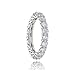 Hoops & Loops 925 Sterling Silver Cubic Zirconia 3mm Round-Cut Eternity Wedding Band Rings, Bridal Stackable Engagement Anniversary Ring for Women