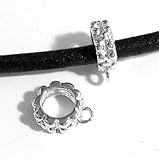 2 pcs .925 Sterling Silver Pendant Charm Connector Cord Ring Slide For European Bracelets / Findings / Bright