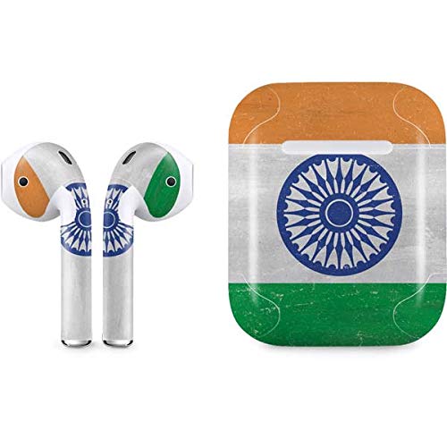 Skinit India Flag Distressed Apple AirPods Skin - Original Skinit Studios Designed Audio Sticker - Thin, Case Decal Protective Wrap for Apple AirPods Gen 1 (Best Wireless Headphones For Laptop In India)