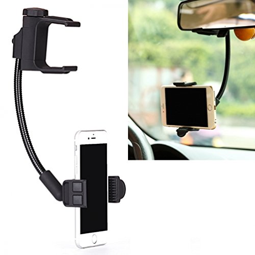 Rear View Mirror Car Mount Phone Holder Dock for iPhone 6 6S, Plus, 5S 5C 5 - Samsung Galaxy S7, S6, Edge, Edge+, S5, S4, S3, Active - Galaxy Note 5 4 3 2 Edge - LG G2 G3 G4 V10 K7 - Droid Turbo 2