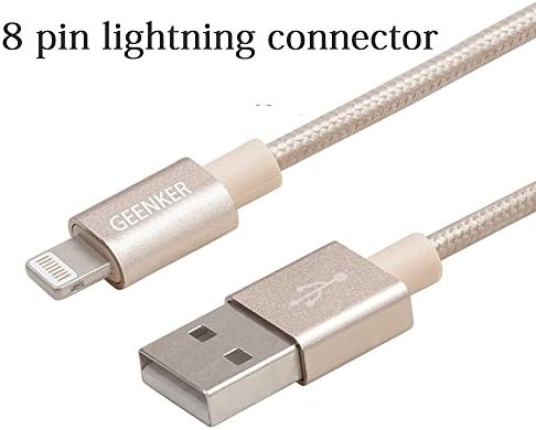 Lightning Cable, GEENKER 10ft/3M Nylon Braided 8pin Charging Cable Extra Long USB Cord for iphone 7, 7plus, se, 6s, 6s plus, 6plus, 6,5s 5c 5,iPad Mini, Air,iPad5,iPod on iOS9 - Gold