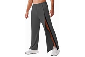 Heuanpte Tear Away Pants for Men Open Bottom Side Snap on Sweatpants Baggy Post Knee Hip Leg Surgery,3XL