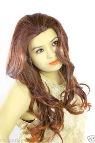 Ganpati Hair 24 Inch Back Combing Brown Long Wavy Natural Hair
