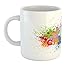 Ambesonne Chicago Skyline Mug, Splash of Colorful Paint Background with Text of Chicago and Cityscape, Ceramic Coffee Mug Cup for Water Tea Drinks, 11 oz, Pink Green