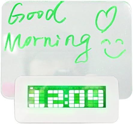 Message Board Clock Fluorescent LED Digital Display Time Date Temperature With Birthday Reminder and Music Appreciation Travel Home Bedroom Bedside Memo Alarm Clock Christmas Gifts for Kids (Green)