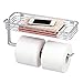 mDesign Toilet Tissue Paper Holder and Multi-Purpose Shelf - Wall Mount Storage Organizer for Bathroom, Holds 2 Rolls - Durable Metal Wire Design - Chrome