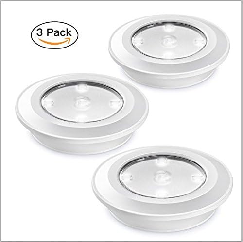 3 Pack 5 Battery-powered Wireless Night Light,Ferryone Stick Tap Cabinet Touch Push Light Closet Light for Hallway, Closet, Bathroom, Bedroom, Nursery and Any Dark Space(White)