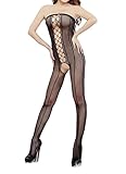 Amoretu Womens Sheer Lingerie Strapless Bodysuits Crotchless Bodystocking