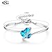 GEORGE · SMITH Heart Bracelet for Women-with Blue Crystals, Adjustable Silver Love Bracelets Charm Bracelet Birthday Jewelry Gifts for Girl Wife with Jewelry Box