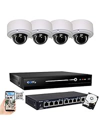 GW Security AutoFocus 4K (8MP) Sistema de cámara IP, 8 canales H.265 4K NVR, 4 x 8 MP UltraHD 3840x2160 cúpula POE Cámara de seguridad 4X Zoom óptico motorizado para exterior en interiores
