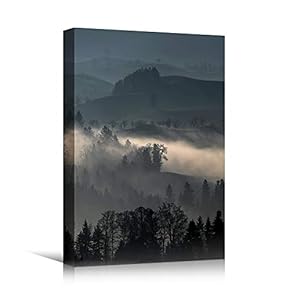 signwin Canvas Wall Art Foggy Landscape Cool Dramatic...