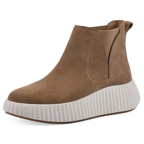 WHITE MOUNTAIN Women's Dignify Platform High-Top Sneaker Bootie, Tan/Suede, 6.5…