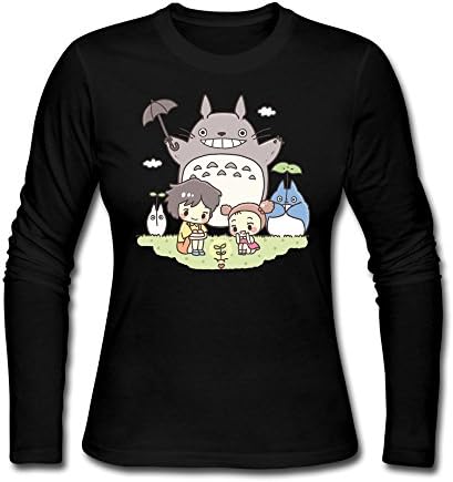 MENEO Women's Studio Ghibli My Neighbor Totoro Long Sleeve T-shirt Black M