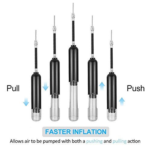 Inflator Black Bike Ball Pump With 3 Needles and 2 Nozzle Premium Hose Holder- Dual Action for Faster Inflation 6 Inches Air Pump for Yoga Ball,Soccer Ball, Basketball, Volleyball, Balloons, Bicycles