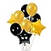 60th Birthday Decorations Kit - Happy Birthday Banner,40-Inch 60 Foil balloons,Gold Black Star Balloons Latex Balloons with Golden Ribbon for 60 Years Old Party Supplies