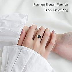 Fiklon Black Onyx Rings Crystal Rings for Women